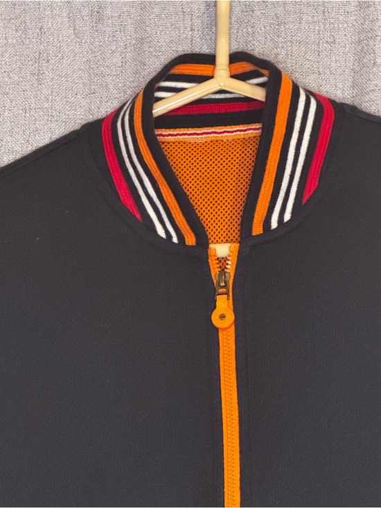 Vintage Liz Claiborne Varsity Jacket Navy Striped Trim Bomber Small 90s - Picture 4 of 13